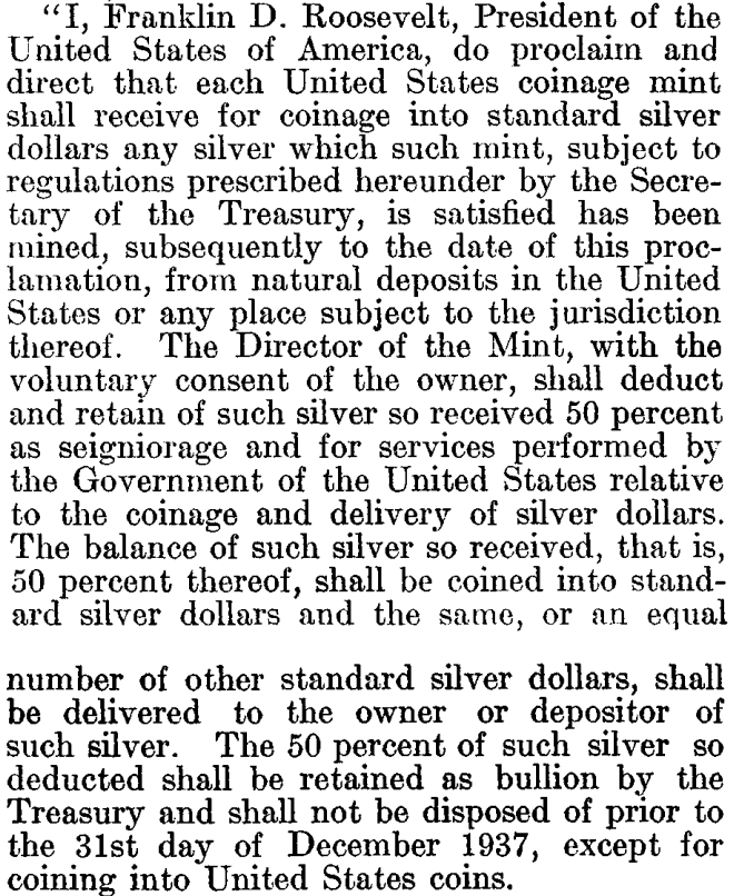 Source exhibit: Proclamation 2067: operative paragraph across two source pages
