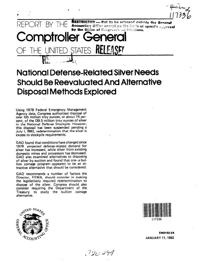Source exhibit: GAO EMD-82-24: opening page