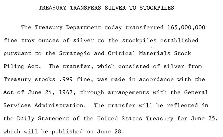 Source exhibit: Treasury transfer announcement