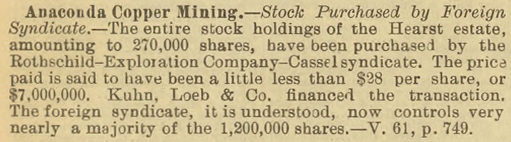 Commercial and Financial Chronicle, 13 June 1896,p 1086: complete Anaconda share-purchase paragraph.