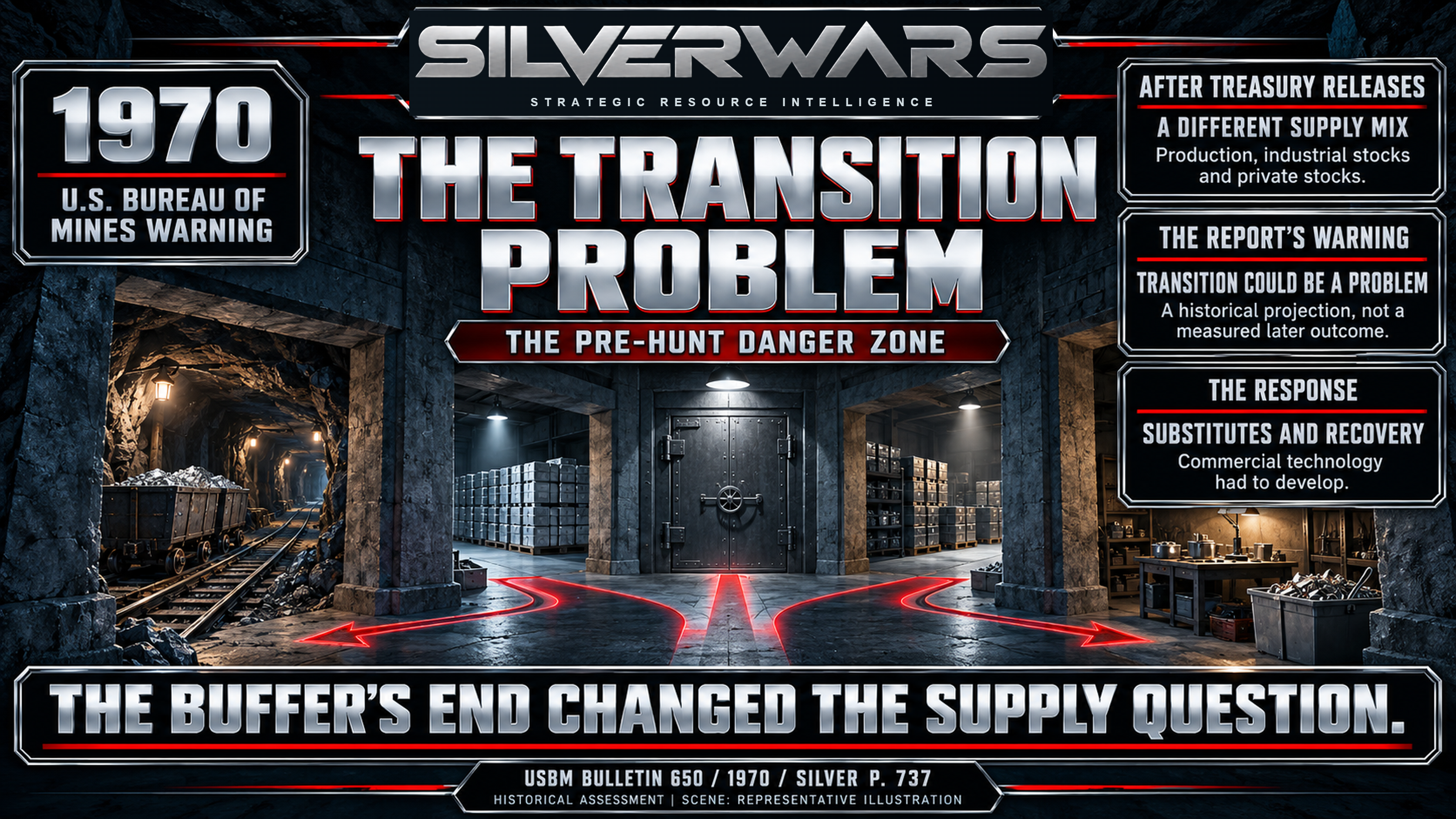The Transition Problem plate presenting the Bureau’s warning about the end of the Treasury buffer and its proposed substitution and recovery responses.