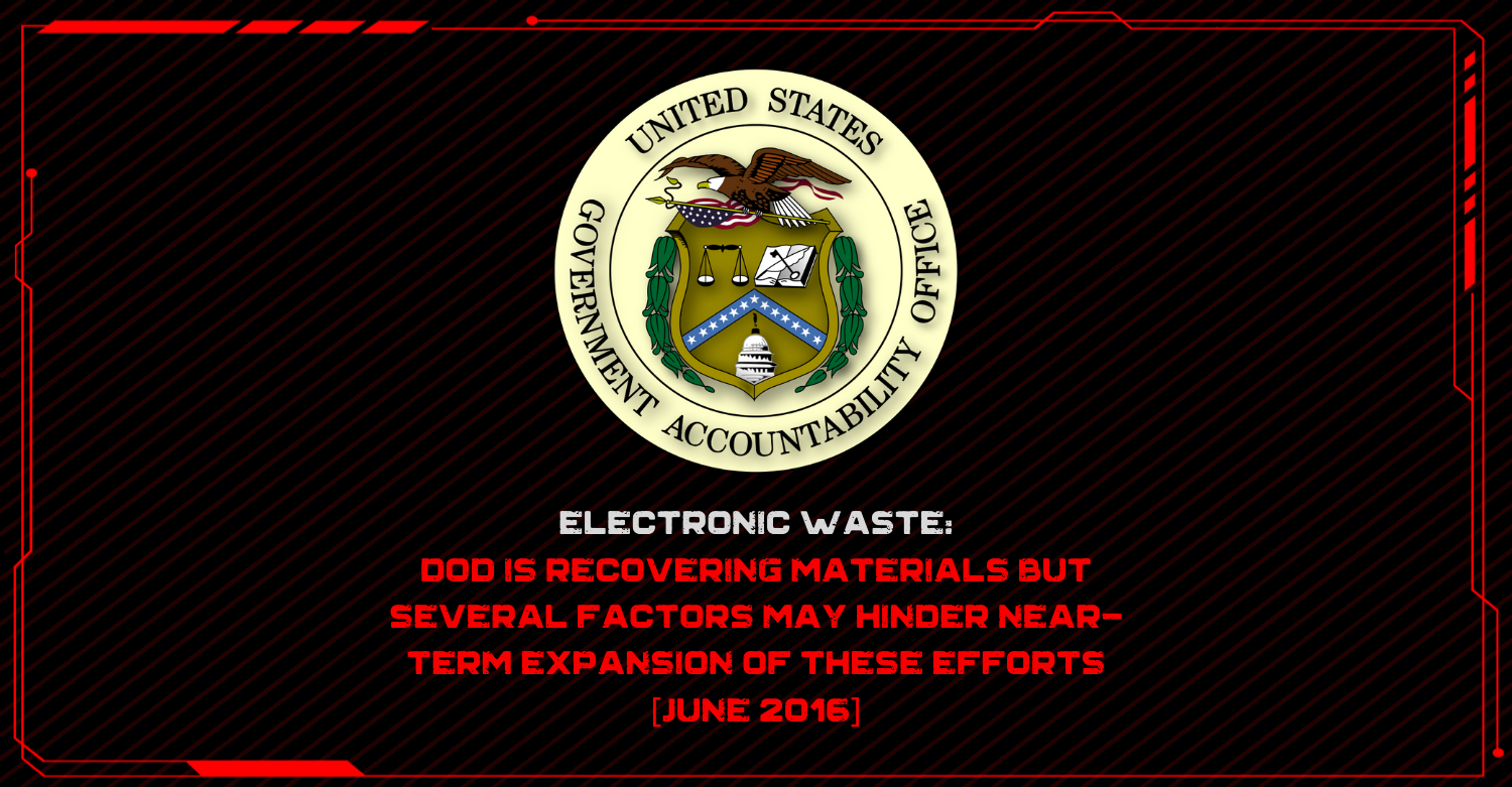 Electronic Waste: DOD is Recovering Materials but Several Factors May Hinder Near-Term Expansion of These Efforts